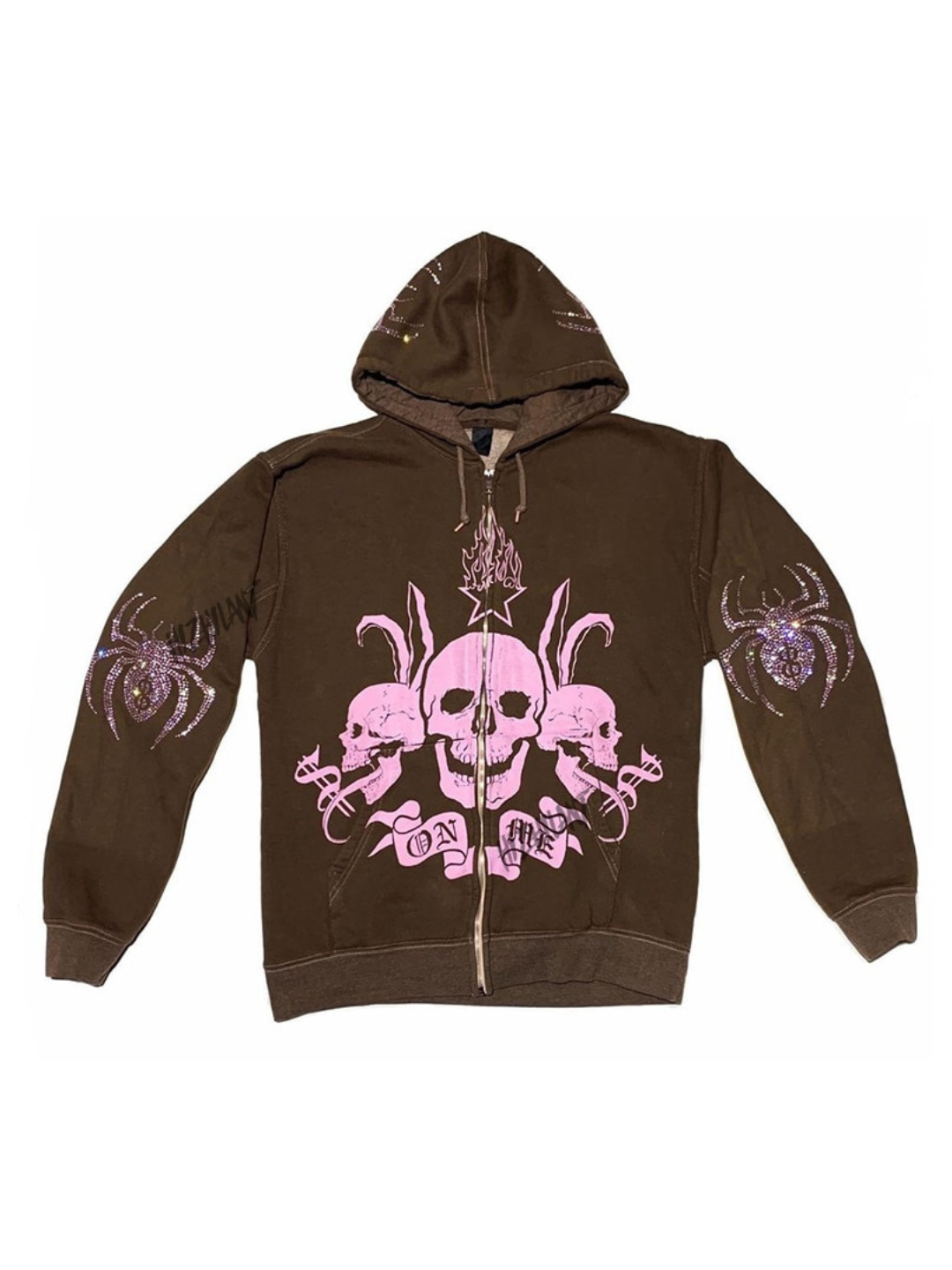 Spider Skull Rhinestone Hoodie