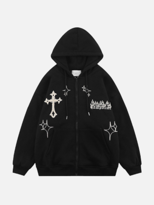 Fire Embroidery Hoodie